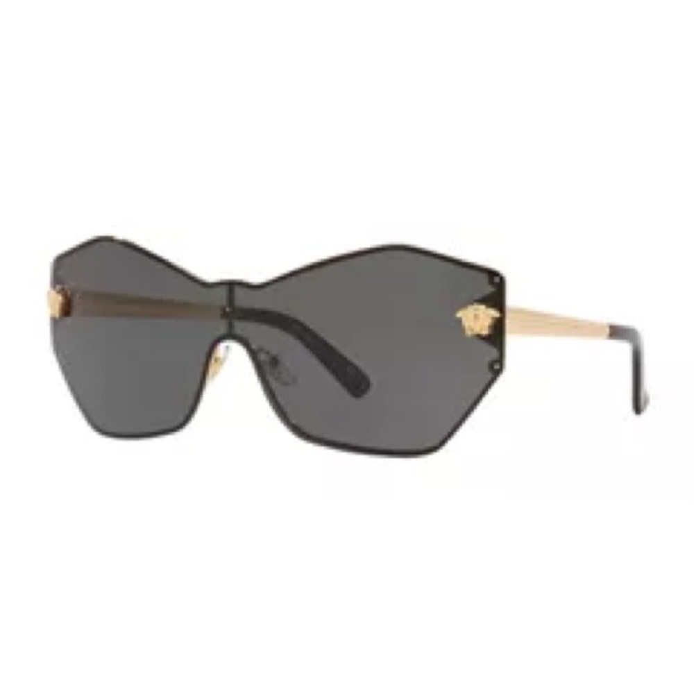 Versace Women's Sunglasses  in Black with Gold Detail            VE2182